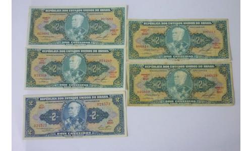 1944-58/1955-58 Dois Cruzeiros 6x Duque de Caixas